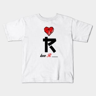 Initial love letter R for valentine Kids T-Shirt